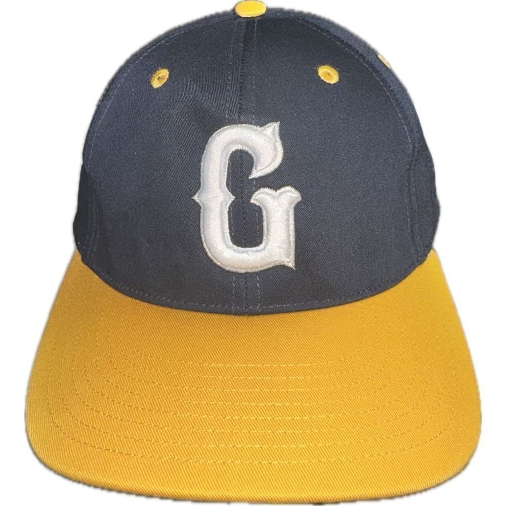 G Embroidered Baseball Cap Yellow Navy Blue SnapBack Size Small‎ Pro 212 Hat